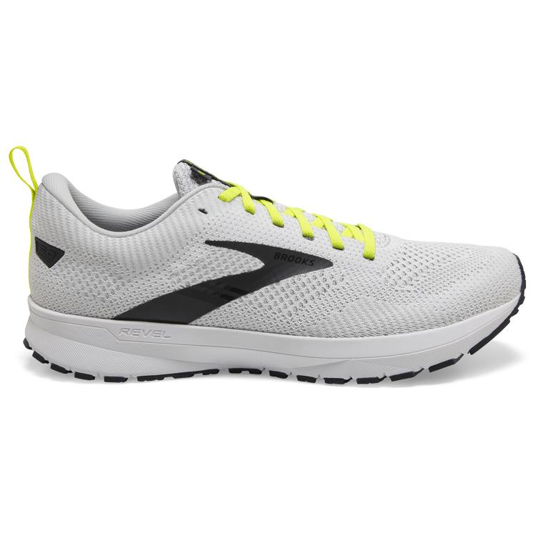 Brooks Revel 5 - Mens Performance Road Running Shoes - White/Oyster/India Ink (48573UTVG)